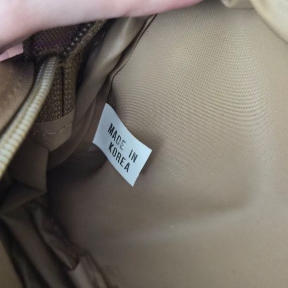 Playboy Vintage Windowpane Plain Tan Plaid Toiletry Bag Made In Korea - Picture 3 of 4